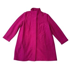 Vtg LL Bean Womens Bellandi Italy Pink Fuchsia Pea Coat Jacket Size 2X